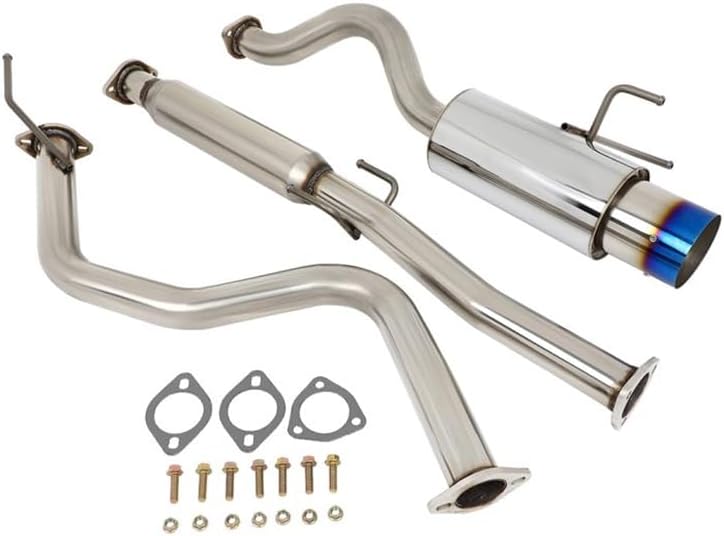 Stainless Steel Performance Exhaust Header Manifold For Honda Civic 1996 1997 1998 1999 2000 1.6L 2.5" Pipe +4.5” Burnt Muffler TiP