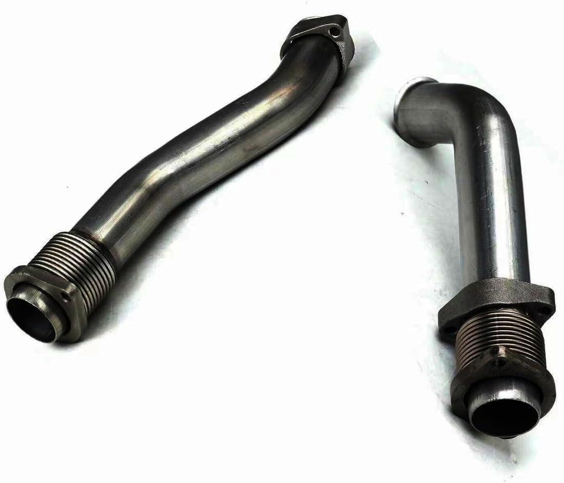 Stainless Steel Exhaust Manifold Down UP pipe For Ford F250 / F350 / F450 / F550 7.3L Turbo Pedestal Ebp Valve Upgraded 5+5 Wheel & Up Pipes；1999.5 2000 2001 2002 2003；