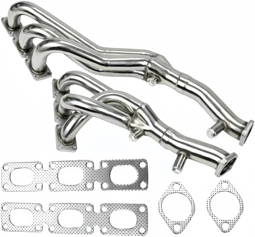 Exhaust Headers kit For 1998-2006 BMW E46 (323/328) & E39 (525/528/530),2.5L 2.8L 3.0L，1998 1999 2000 2001 2002 2003 2004 2005 2006 BMW 323/328/5225/528/530 Exhaust Headers Manifold Stainless Steel