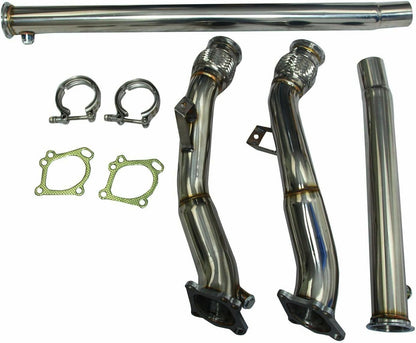 Stainless Steel Exhaust Manifold Down UP pipe For Audi S4 / RS4 B5 2000 2001 2002 & Audi A6 / A6 Allroad C5 2000 2001 2002 2003 2004; 2.7L V6