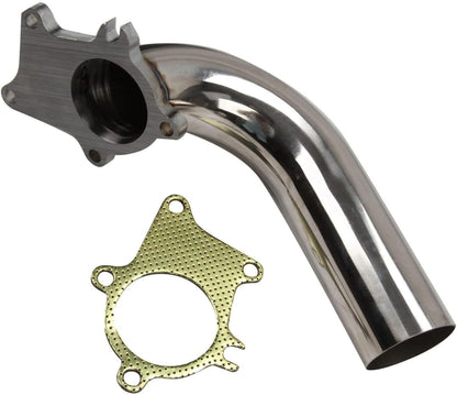 Stainless Steel Exhaust Manifold Down pipe for Universal 2.5" T3 / T4，For 90 Degree Stainless Steel 2.5" T3 / T4 + Gasket Fit For Most Car