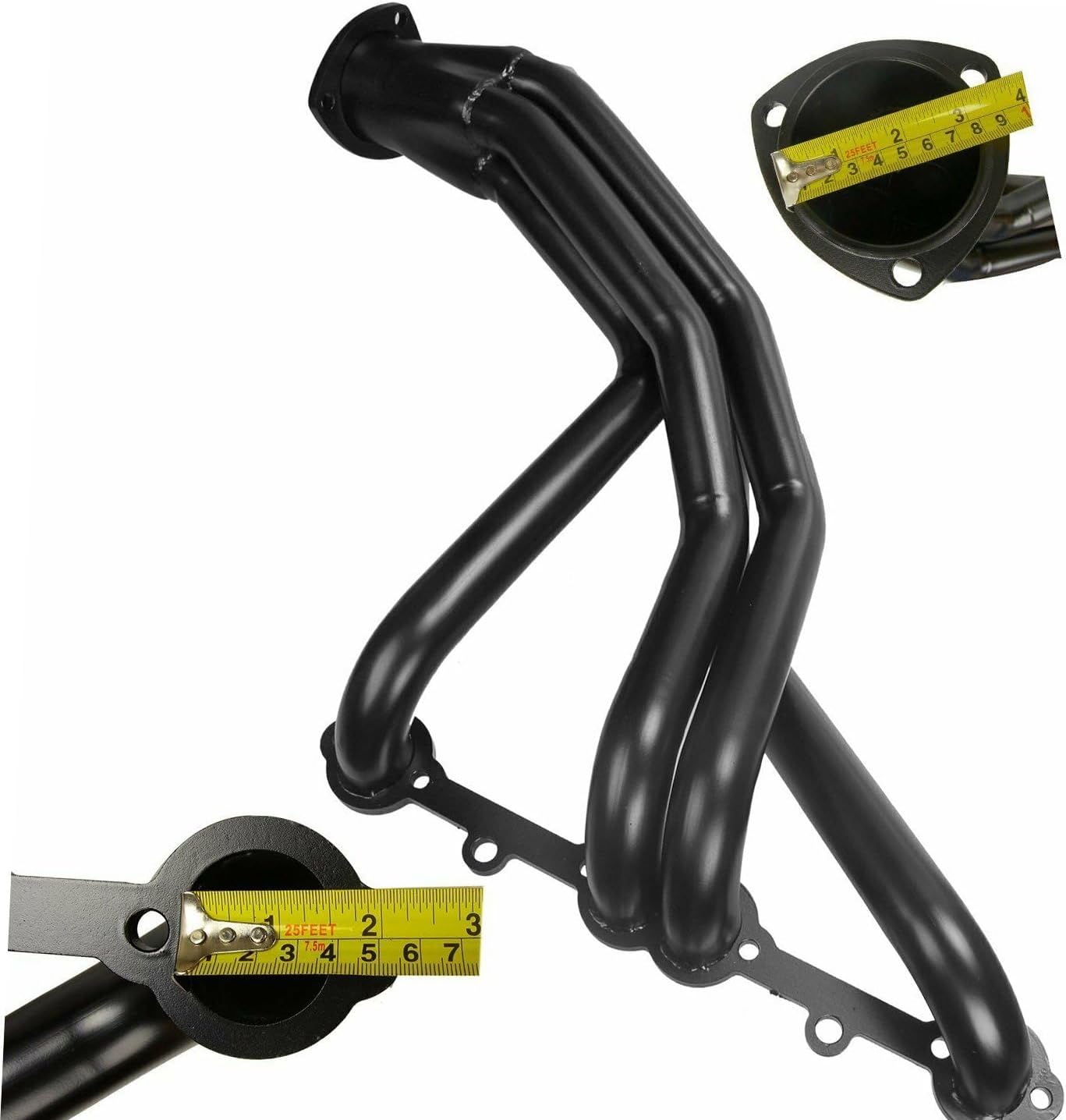 Steel Performance Exhaust Header Manifold For Chevrolet Chevy Corvette Small Block 305 350 Long Tube，1963-1982,Black,5.7L V8 Engines