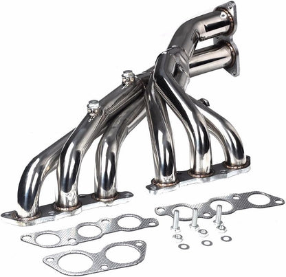 Stainless Steel Exhaust Manifold Header For Lexus IS300 2001-2005，Compatible With IS300 ALTEZZA XE10 JCE10 3.0L 3-2 L6 2JZ-GE，Sliver