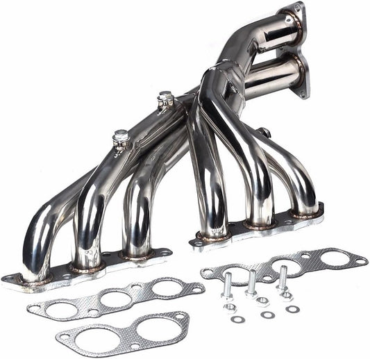 Stainless Steel Exhaust Manifold Header For Lexus IS300 2001-2005，Compatible With IS300 ALTEZZA XE10 JCE10 3.0L 3-2 L6 2JZ-GE，Sliver