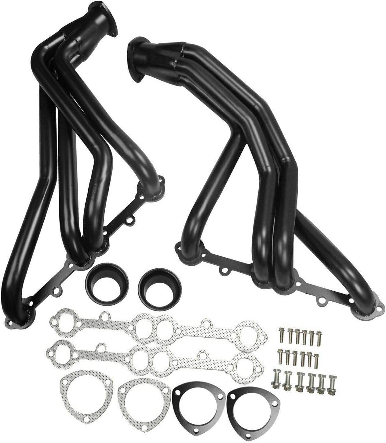 Steel Performance Exhaust Header Manifold For Chevrolet Chevy Corvette Small Block 305 350 Long Tube，1963-1982,Black,5.7L V8 Engines