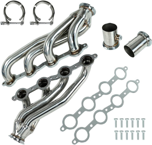 Stainless Steel Performance Exhaust Header Manifold For 1960-1986 Chevrolet Chevy C10 Camaro GMC Silverado LS1 LS2 LS3 LS6 LS9，4.8L/5.3L/5.7L/6.0L/6.2L V8