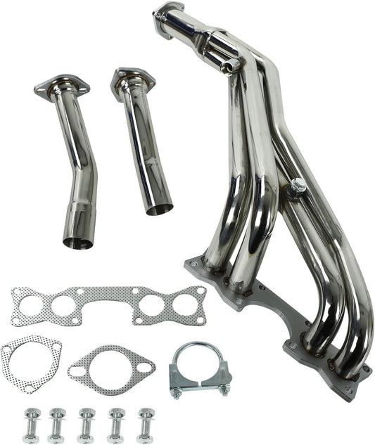 Stainless Steel Exhaust Header Manifold For Nissan D21 Pickup Truck 2.4L Engine Tubular 1990 1991 1992 1993 1994 1995，4WD