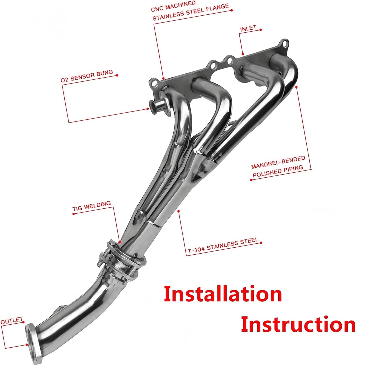 Exhaust Headers kit For 1995-2001 Toyota Tacoma L4 2.4L 2.7L，1995 1996 1997 1998 1999 2000 2001 Toyota Tacoma Exhaust Headers Manifold Stainless Steel