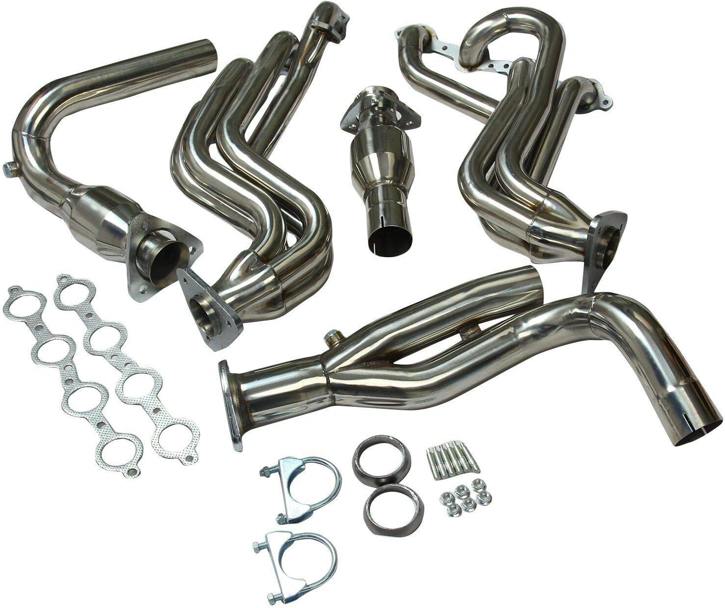 Stainless Steel Exhaust Header Manifold & Y-Pipe For 2001-2004 GMC Yukon,2000-2004 Yukon XL 1500;1999-2005 GMC Sierra,2002-2005 Chevy Avalanche 1500,1999-2005 Silverado 1500