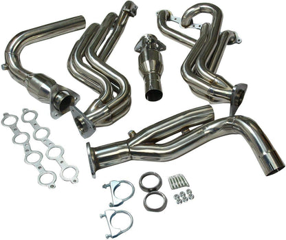 Stainless Steel Exhaust Header Manifold & Y-Pipe For 2001-2004 GMC Yukon,2000-2004 Yukon XL 1500;1999-2005 GMC Sierra,2002-2005 Chevy Avalanche 1500,1999-2005 Silverado 1500