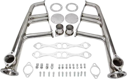 Exhaust Headers kit For Small Block Chevy Lake Style SBC 265-400 V8，Chevy 265/283/302/305/307/327/348/350/396/400/402/409/427/454 Exhaust Headers Manifold Stainless Steel