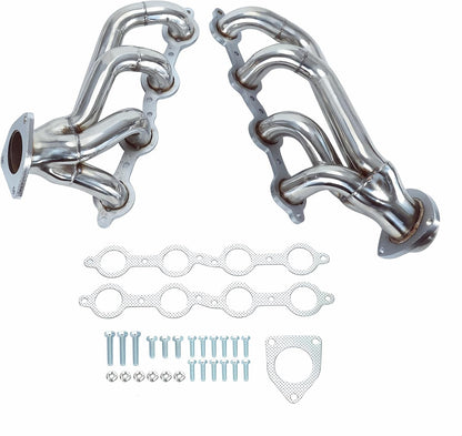 Exhaust Headers kit For for 2002-2016 Chevy Silverado 1500 2500HD 3500HD 4.8L 5.3L，02-16 Chevy Silverado 1500 2500HD 3500HD Exhaust Headers Manifold Stainless Steel