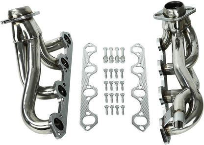 Stainless Steel Performance Shorty Exhaust Header Manifold For Ford F150 F250 / Bronco 5.8L V8 1987 1988 1989 1990 1991 1992 1993 1994 1995 1996